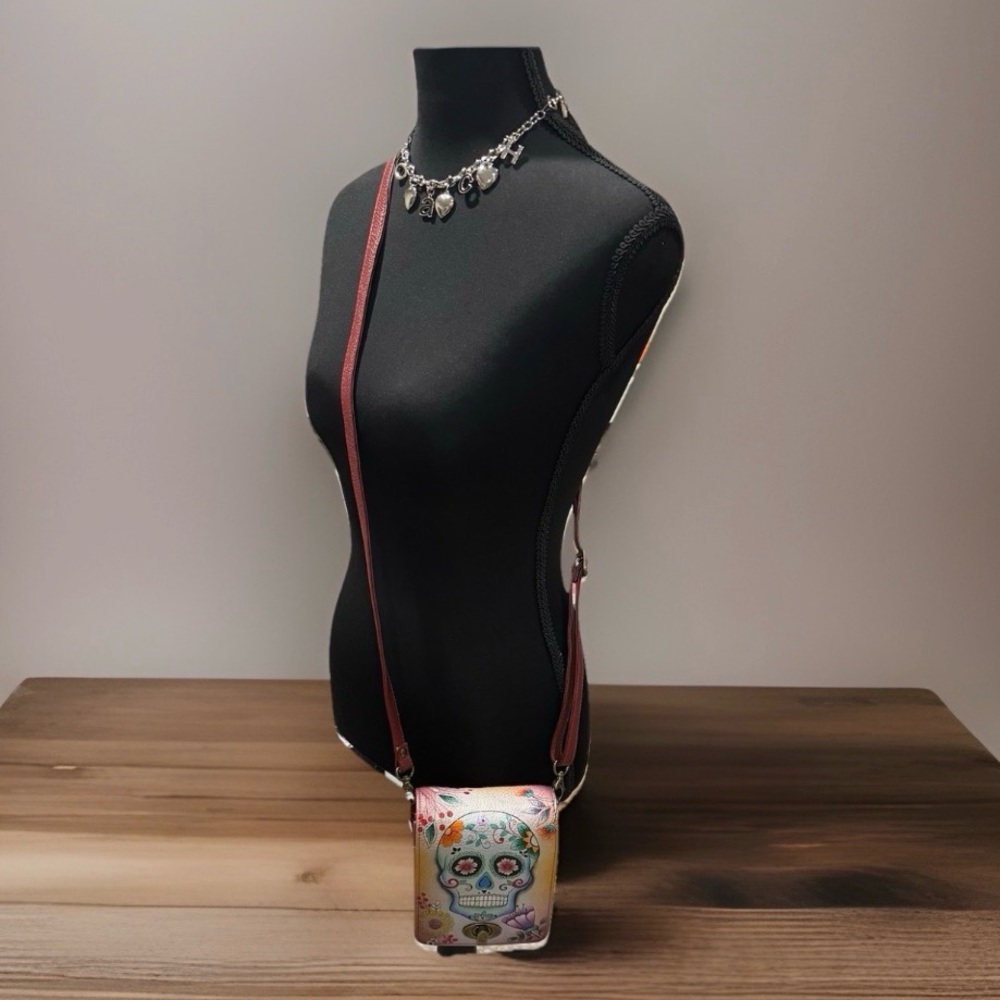 Anuschka Red Leather Crossbody Bag